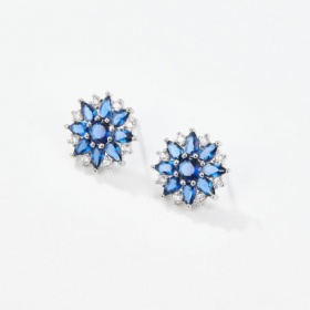 Blue Spinel Diamond Snowflake Studs