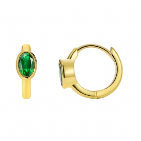 Oval Emerald Hoop Earrings