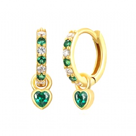 Heart CZ Dangling Hoop Earrings