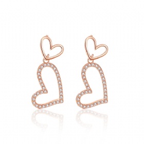 Double Hollow Heart Dangling Earrings