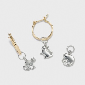 Cat Pendant Hoop Earrings