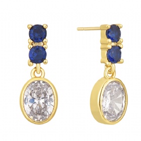 Blue and White CZ Dangling Earrings