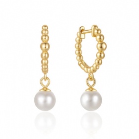 Dangling Pearl Beaded Hoop Earring