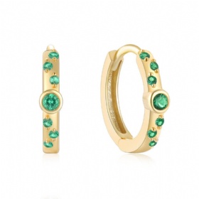 Green Zircon Hoop Earrings