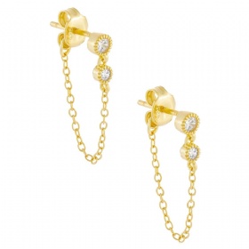 Round Diamond Chain Tassel Earrings