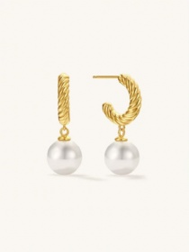 Pearl Twisted C-Shaped Earrings