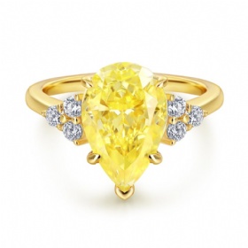 Teardrop Citrine Ring with Diamonds