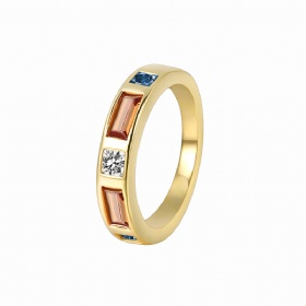 Colorful Zirconia Baguette Ring