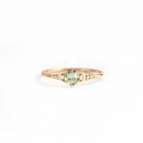 Mint Green Garnet Ring with Diamonds