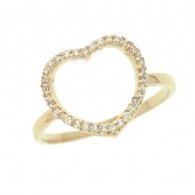 Hollow Heart CZ Ring