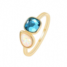 Geometric Opal & Topaz Ring