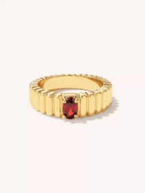 Oval Ruby Ribbed Pattern Ring