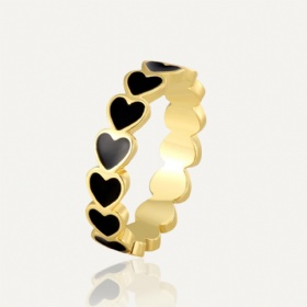 Black Heart Enamel Ring