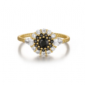 Black & White Diamonds Halo Ring