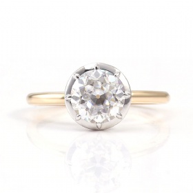 Old Mine Cut Diamond Solitaire Ring