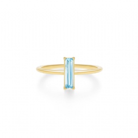 Rectangular Blue Topaz Solitaire Ring