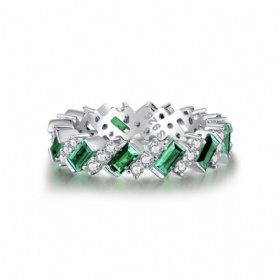 Baguette Cut Emerald CZ Ring