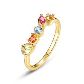 Geometric Colored Gems Ring