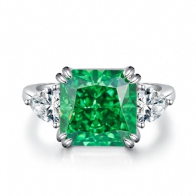 Square Emerald Diamond Ring