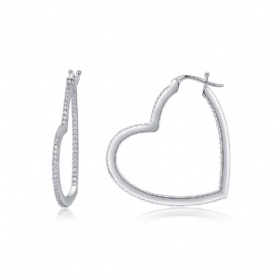 Moissanite Heart Hoop Earrings