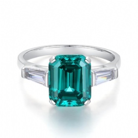 Emerald Ring with CZs