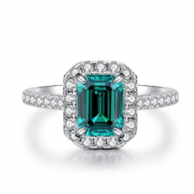 Emerald Halo Ring