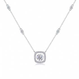 Dangling Moissanite Square Pendant Necklace