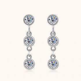 Triple Moissanite Drop Earrings