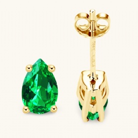 Teardrop Emerald Studs