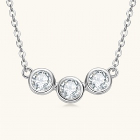 Three Bezel Moissanite Necklace