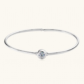 Moissanite Bezel Set Solitaire Bangle