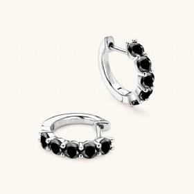 Black Onyx Hoop Earrings