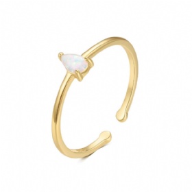 Teardrop Opal Solitaire Open Ring