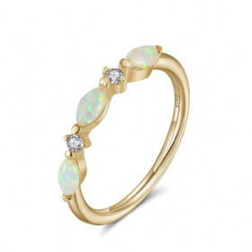 Marquise Opal Diamond Ring