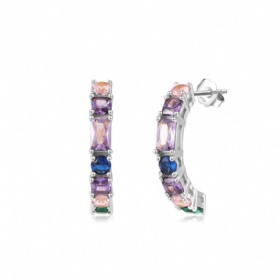 Colorful CZ C-shaped Earrings