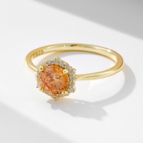 Citrine Halo Ring