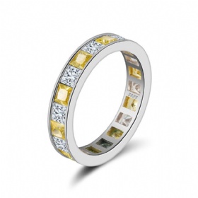 Citrine & Diamond Princess Cut Band