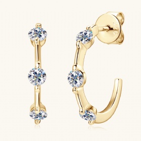 Moissanite C-Shaped Earrings