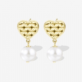 Heart Pearl Dangling Earrings