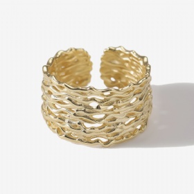 Irregular Geometric Texture Open Ring