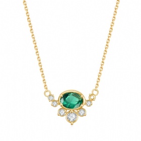 Oval Emerald & Diamond Pendant Necklace