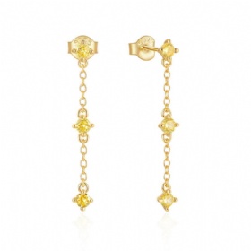 Long Chain Citrine Drop Earrings