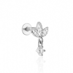 Three Leaf CZ Dangling Piercing Earrings