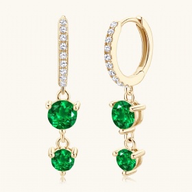 Emerald Drop Hoop Earrings