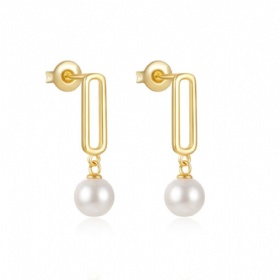 Paperclip Pearl Drop Earrings