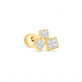 Triple Square CZ Piercing Earrings