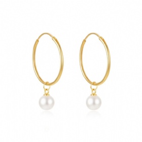 Pearl Drop Hoop Earrings