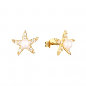 Starfish Pearl CZ Studs