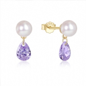 Pearl Teardrop Gem Dangling Earrings