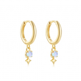 Opal Star Hoop Earrings